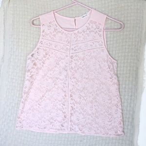 Chloe & Katie Lace Front Blush Pink Tank Top